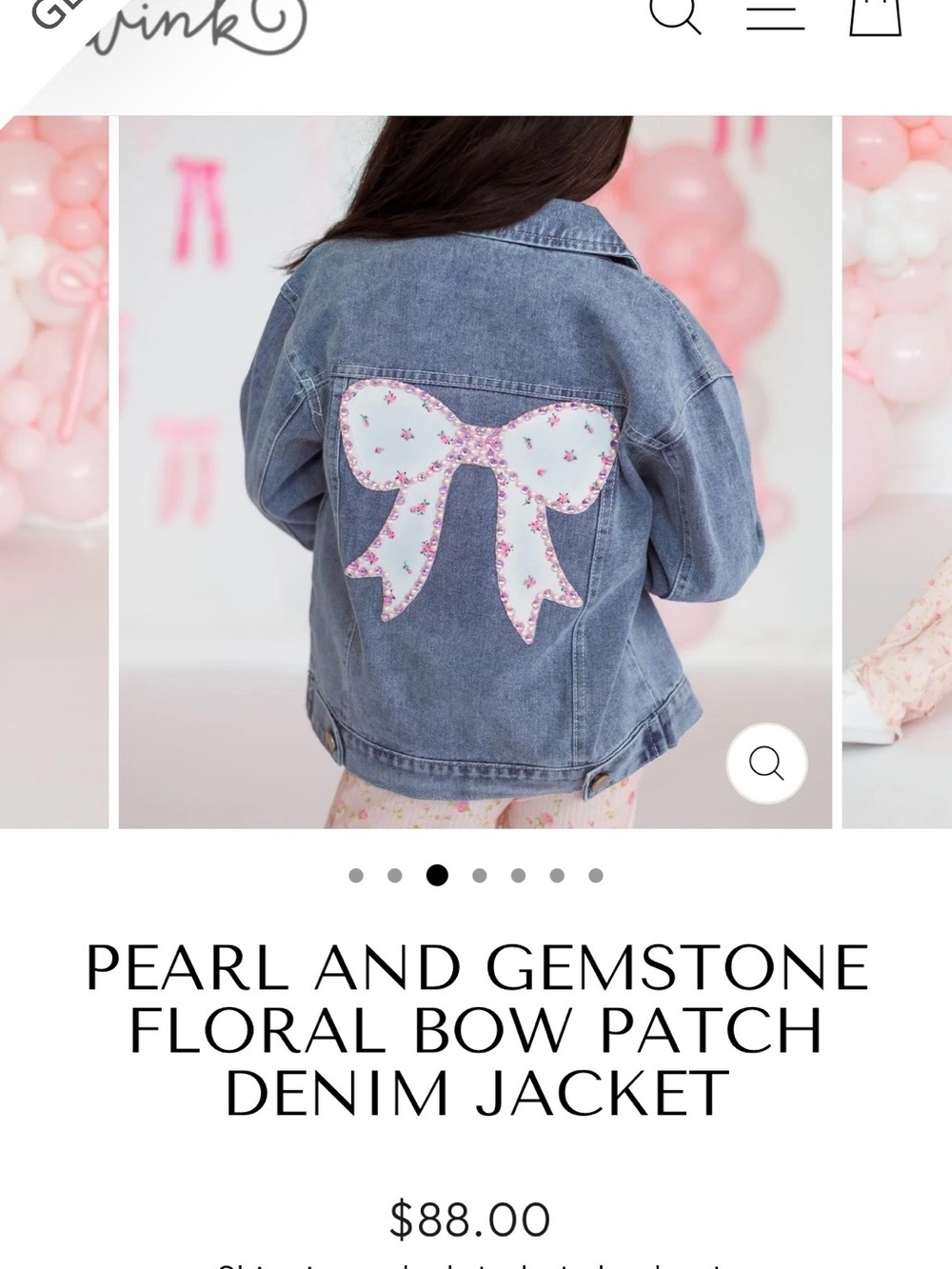 Sweet wink PEARL AND GEMSTONE FLORAL BOW PATCH DENIM JACKET NWT size 10